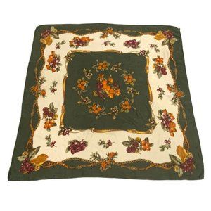 GIULY Green Fruit Silk Scarf 34”/ 33” GC